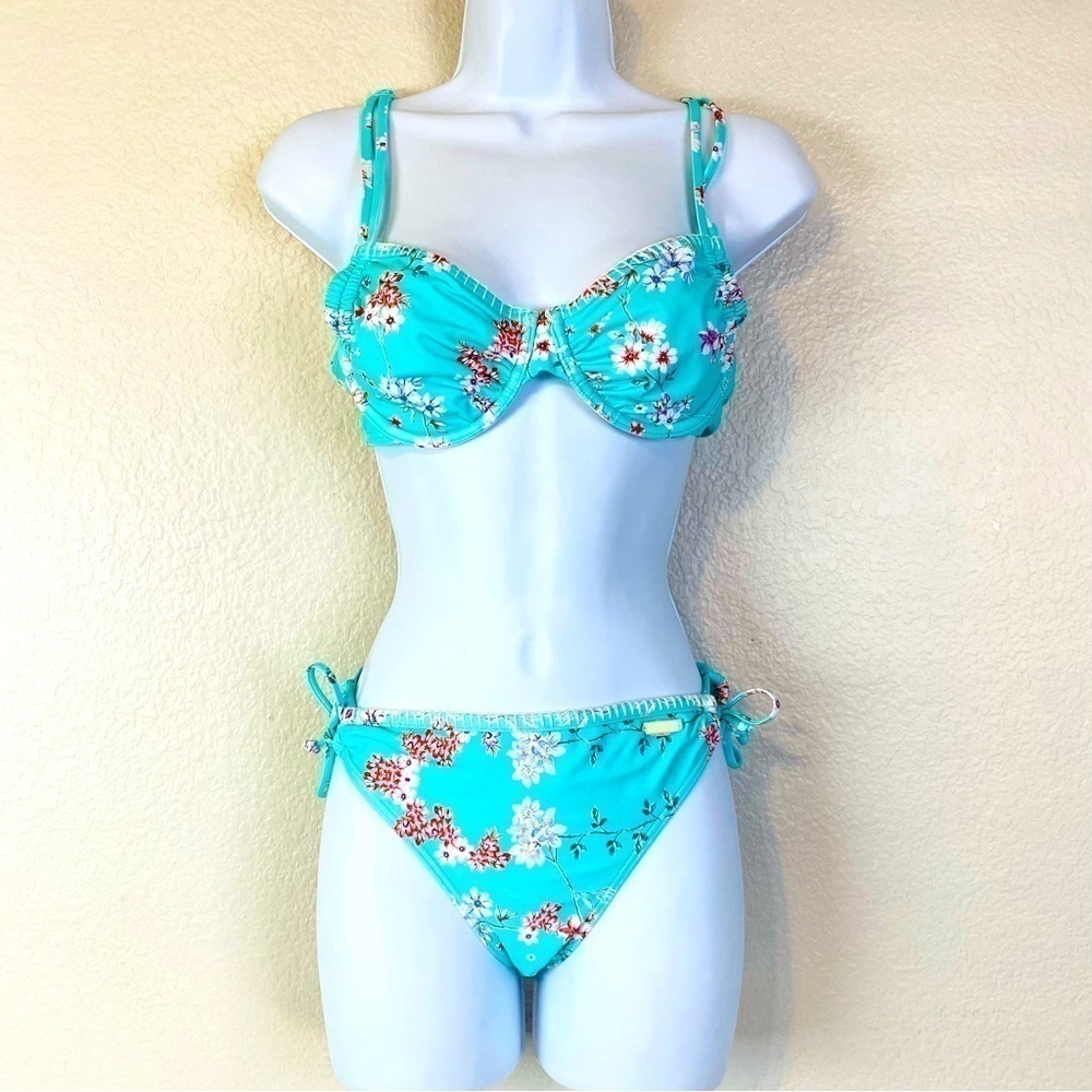 Sunseeker Australia Green Floral Microfibre Bikini Size 8